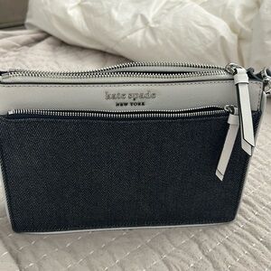 NEW Kate Spade New York Cameron Denim Colorblock Medium Top Zip Crossbody- new